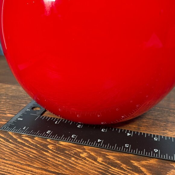 Red Blow Glass Globe Vase with White Interior Handcrafted Art Glass Home Decor - Picture 10 of 12